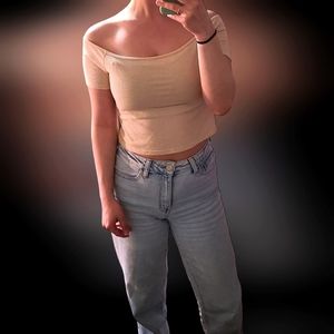 Off the Shouler Yellow Crop Top